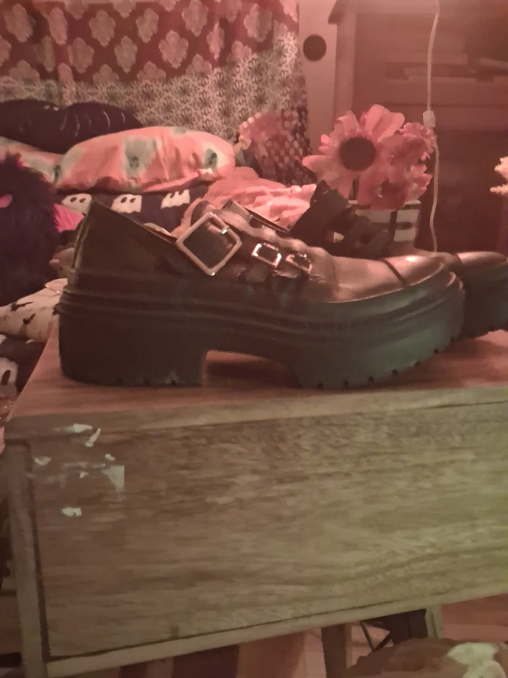 Converse Black Platform Buckle Sneakers